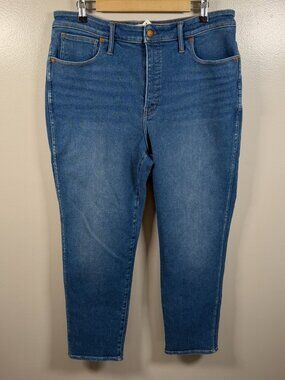 Madewell Curvy Stovepipe Jeans Size 33 Leaside Wash High Rise Blue Denim